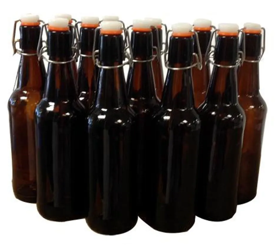 Amber Flip Top Glass Beer Bottles