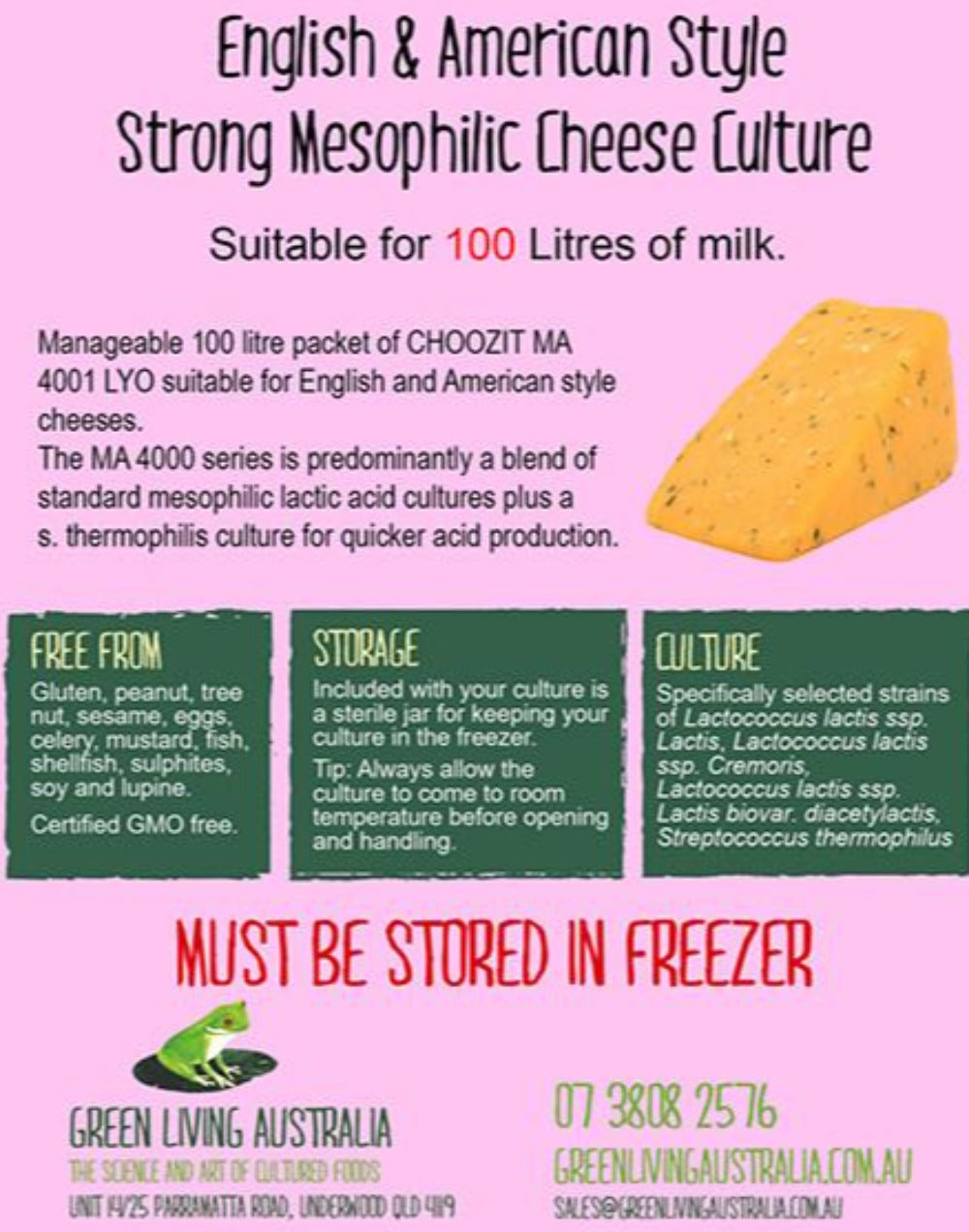 English & American Style Strong Mesophilic Cheese