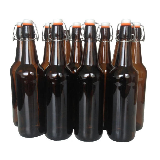 Amber Flip Top Glass Beer Bottles